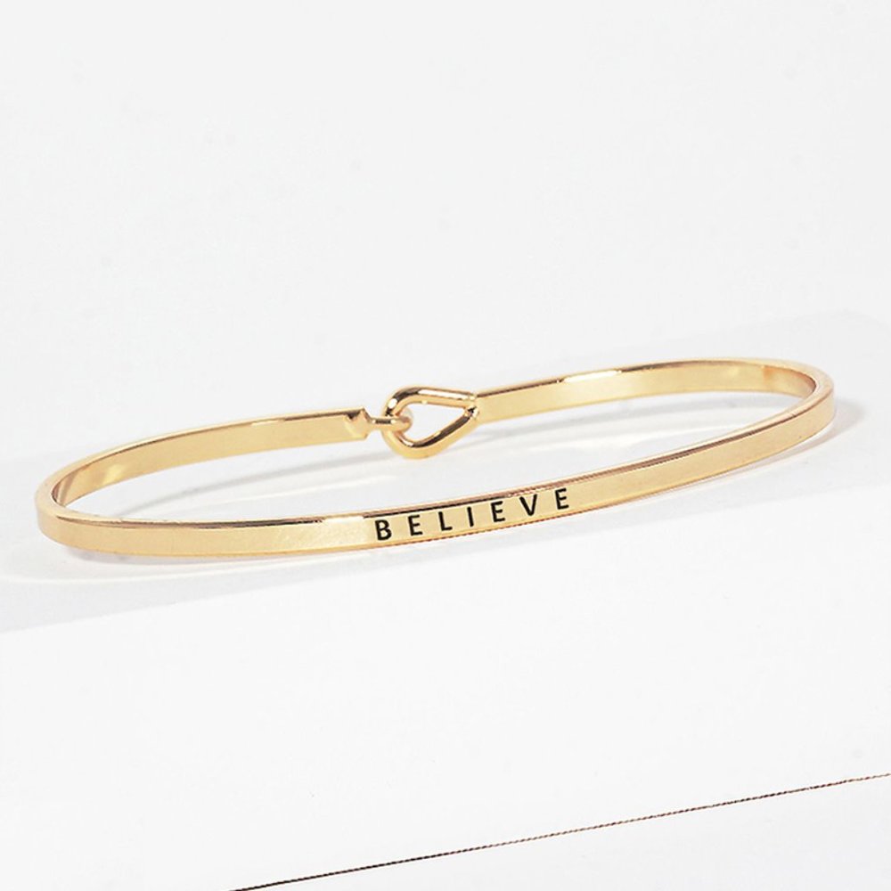 BELIEVE      Message Bracelet Hook and Eye Closure